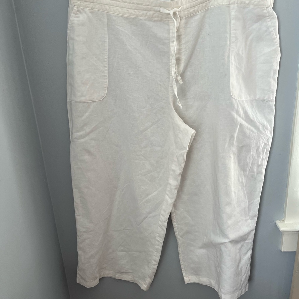 Liz Claiborne White Wide Leg Pants with Drawstring Waist, semi sheer pants